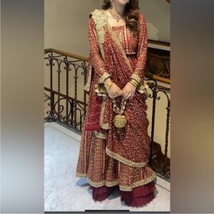 Elegant Red and Gold Lehenga